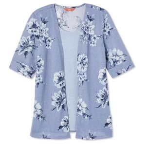 IYLA Floral Blue Cardigan and Top Set